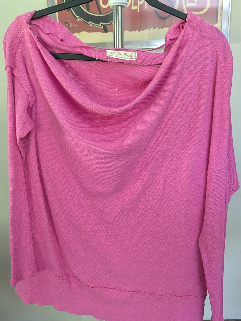 SALE $22 We The Free Free People Dancing Queen Slouchy Cowl Neck Top Pink Size M